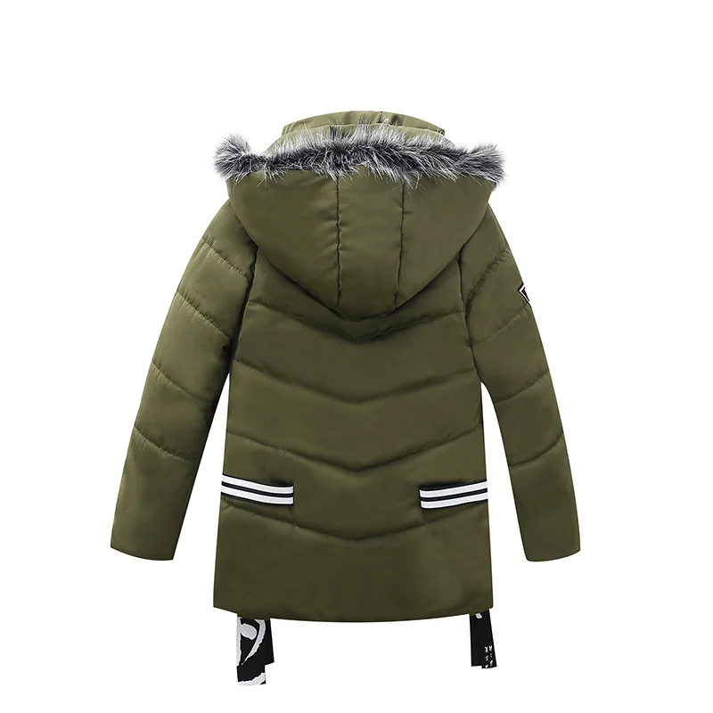 Warm Thick Fur Collar Winter Child Long Coat Children Outerwear Windproof Baby Girls Boys Snow Jacket Kids Outfits 2-6 Years Old