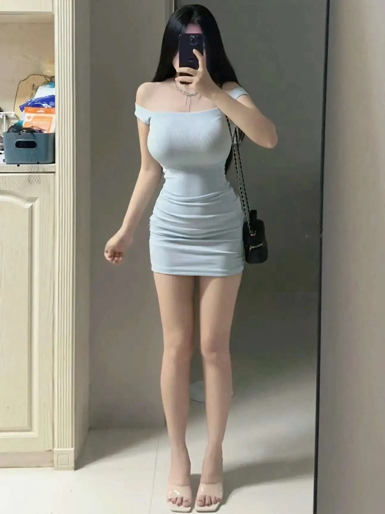 dress Blue camisole elegant for women summer sexy backless shoulder tight spicy girl pure desire sweet sexy tops CPU9