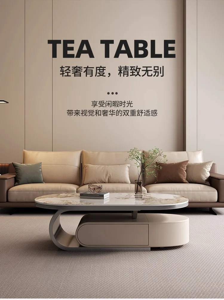 طاولة القهوة الفاخرة الخفيفة بلاطة الصخور البيضاوية غرفة المعيشة تخزين الحديثة بسيطة شقة صغيرة المنزل الحد الأدنى نموذج جديد #6