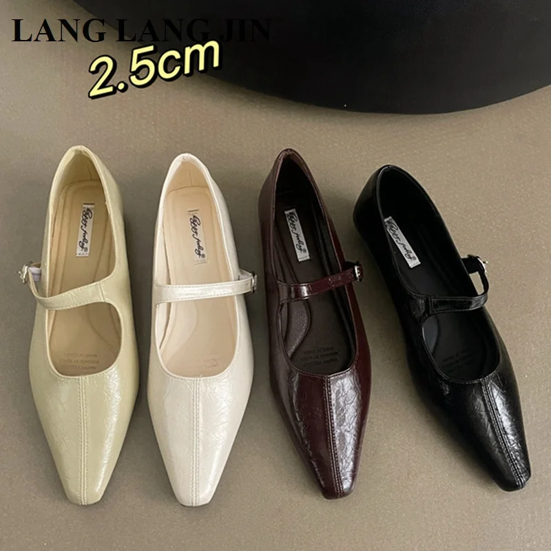 2024 Wiosna Lato Nowy Styl Kobiety Płaskie Baletki Casual Vintage Elegancki Styl Frence Mary Jane Buty Wygodne Loafer Muje