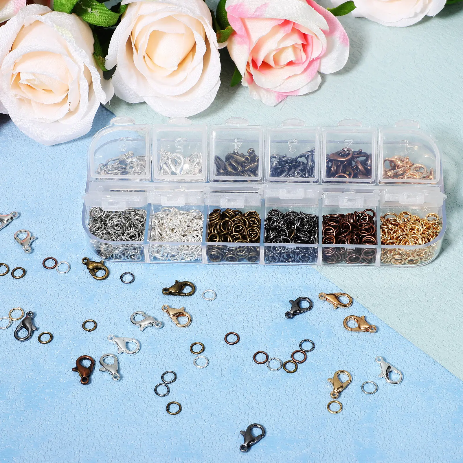 

1Set Lobster Clasps Jump Rings Jewelry Making Kit Copper Durable DIY Necklace Closures Handmade Supplies Lobster Claw Clasps