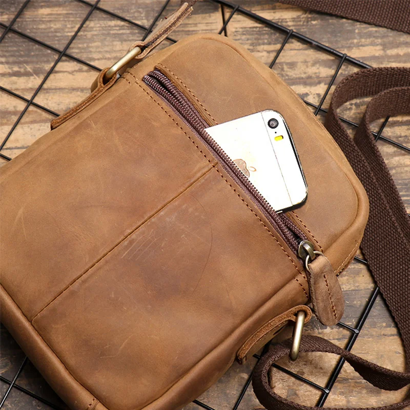 Genuine Leather Luxury Shoulder Bag for Men Easy Travel Mesenger Male Small Phone Handbag Men's Real Crossbody