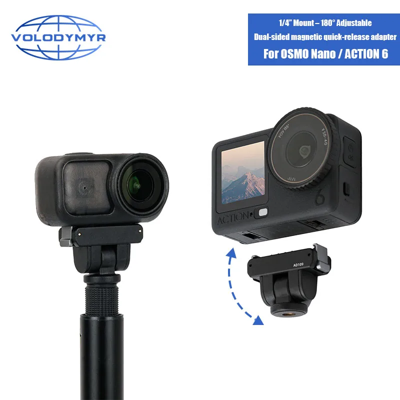 

VOLODYMYR Adjustable Magnetic Adapter for DJI Osmo Nano Quick-release Mount with 1/4 Screw Camera Expansion for DJI Action 6