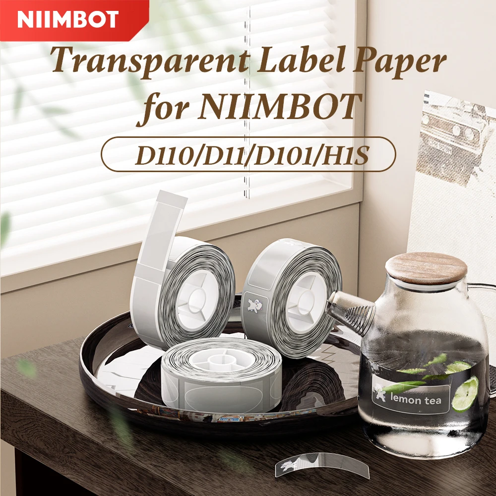 Niimbot D11 D110 D101 H1S przezroczysta etykieta naklejka etykieta z imieniem etykiety termiczne papier samoprzylepny karteczki samoprzylepne biuro szkolne
