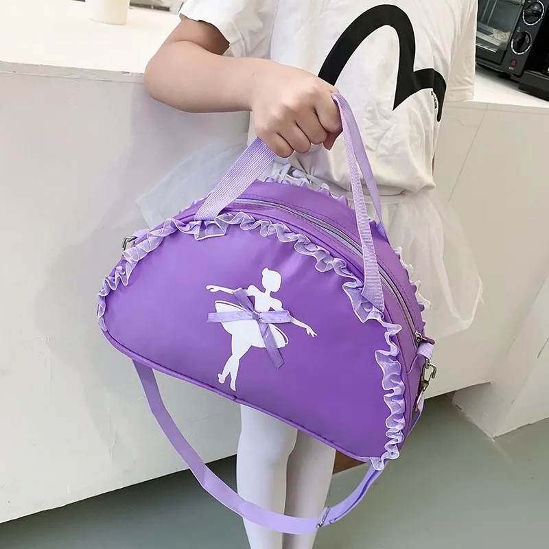 Girls Lovely Dance Bag Kids Ballet Print Bowknot Handbag Soprts Shoulder Bag