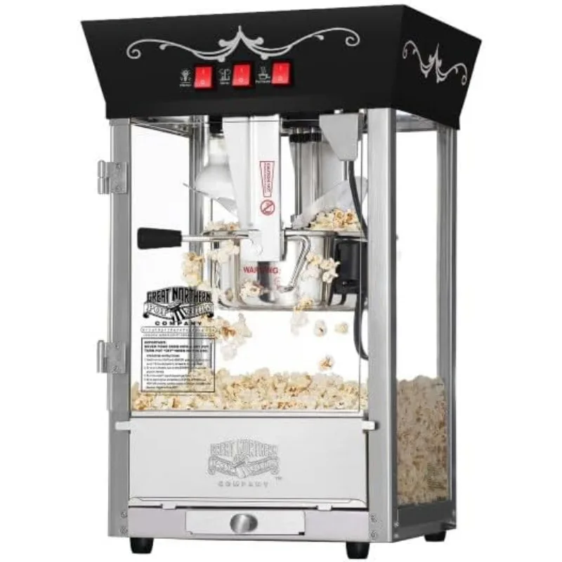 Machine à Popcorn en Acier Inoxydable, 8oz, avec Bouilloire, Rejet de Noyau d'Escalade, Lumière Wskins et Accessoires