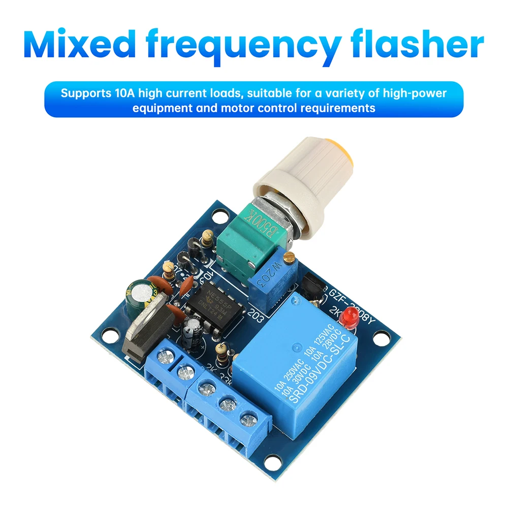 Adjustable Frequency Switch Relay Module 10A High Current Strobe Controller for Motor Forward Reverse and Flasher Applications