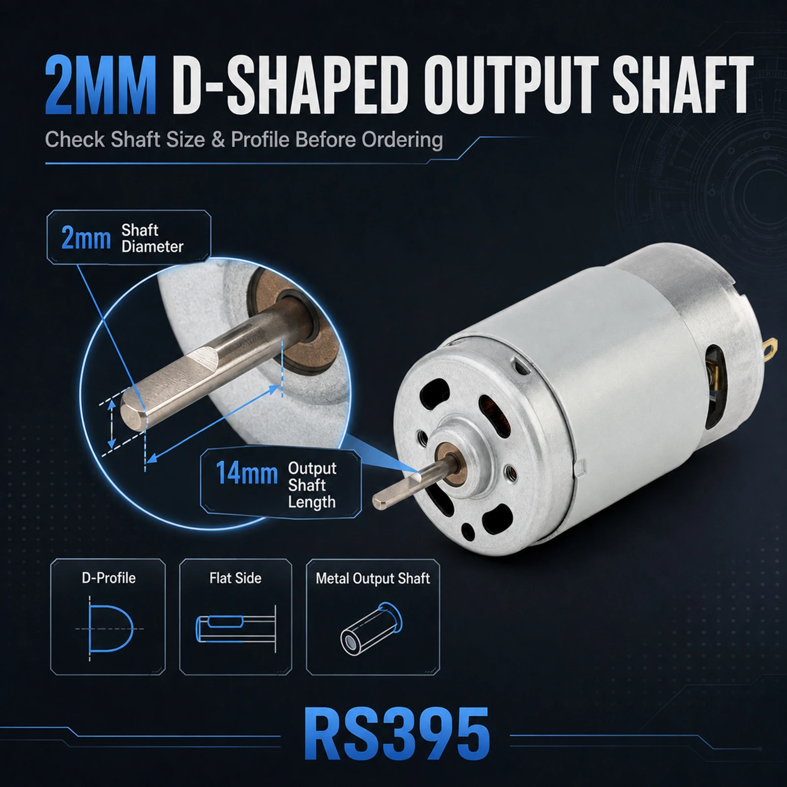 RS395 DC Motor 12V - 36V 18000RPM D-Shaft High Speed Micro Motor Replacement for Electric Screwdriver / DIY Project Tools