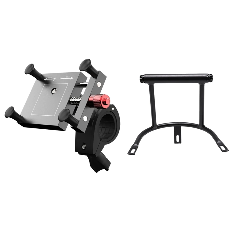 

1 Pcs Motorcycle And Bicycle Cell Phone Holder & 1 Pcs Motorcycle Aluminum Navigation Plate Bracket Holder (Black)