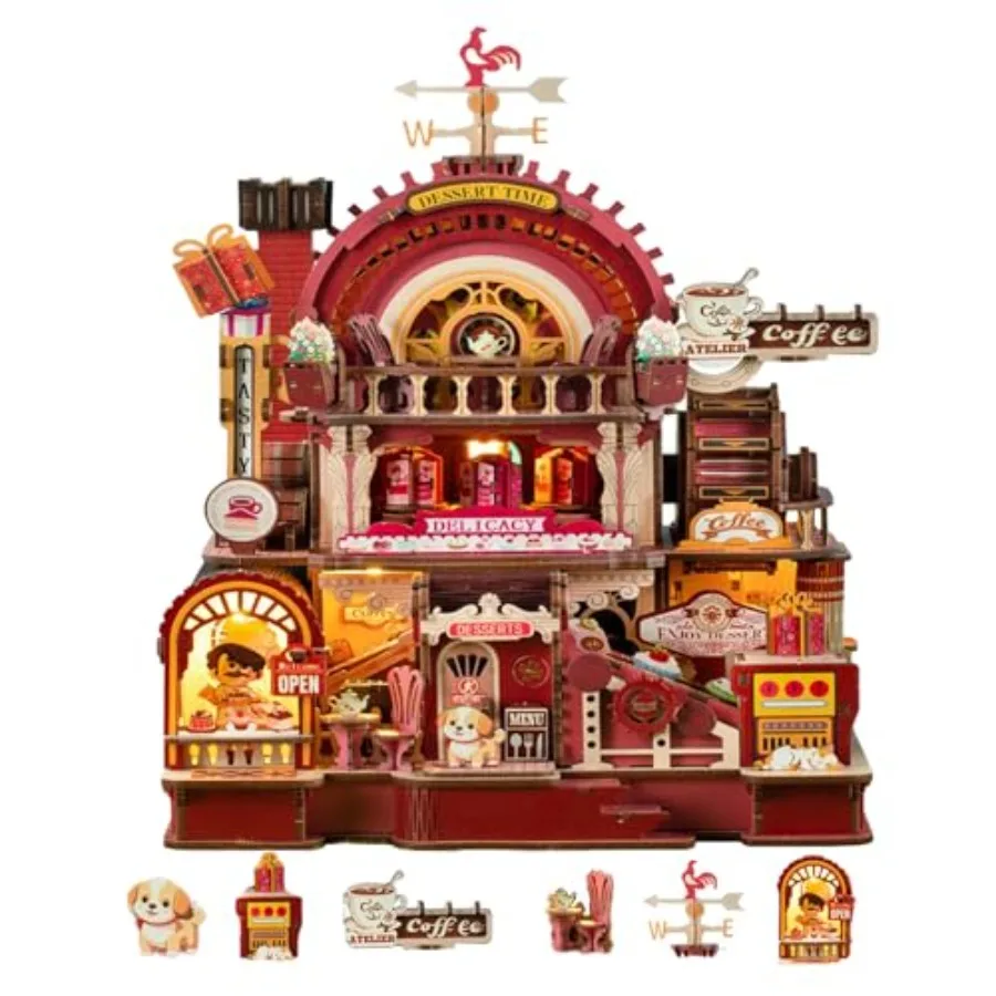 

Набор для сборки миниатюрного домика своими руками: 3D деревянный пазл с LED-подсветкой, подвижная кондитерская мастерская, книжный уголок, миниатюрная модель для взрослых