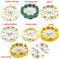 10PCS Polishing Wheels Wool/Cotton/Cloth Buffing Pad Jewelry Abrasive Brush Dremel Accessories For Rotary Tools