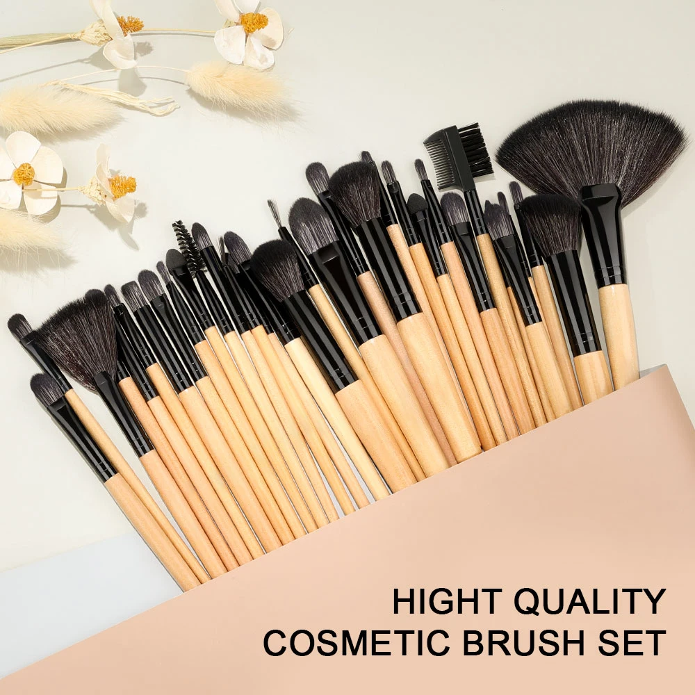 8-32pcs Natural Wood Makeup Brush Set Soft Fluffy Premium Professional Cosmetic Foundation Powder Eyeshadow Blending Beauty Tool