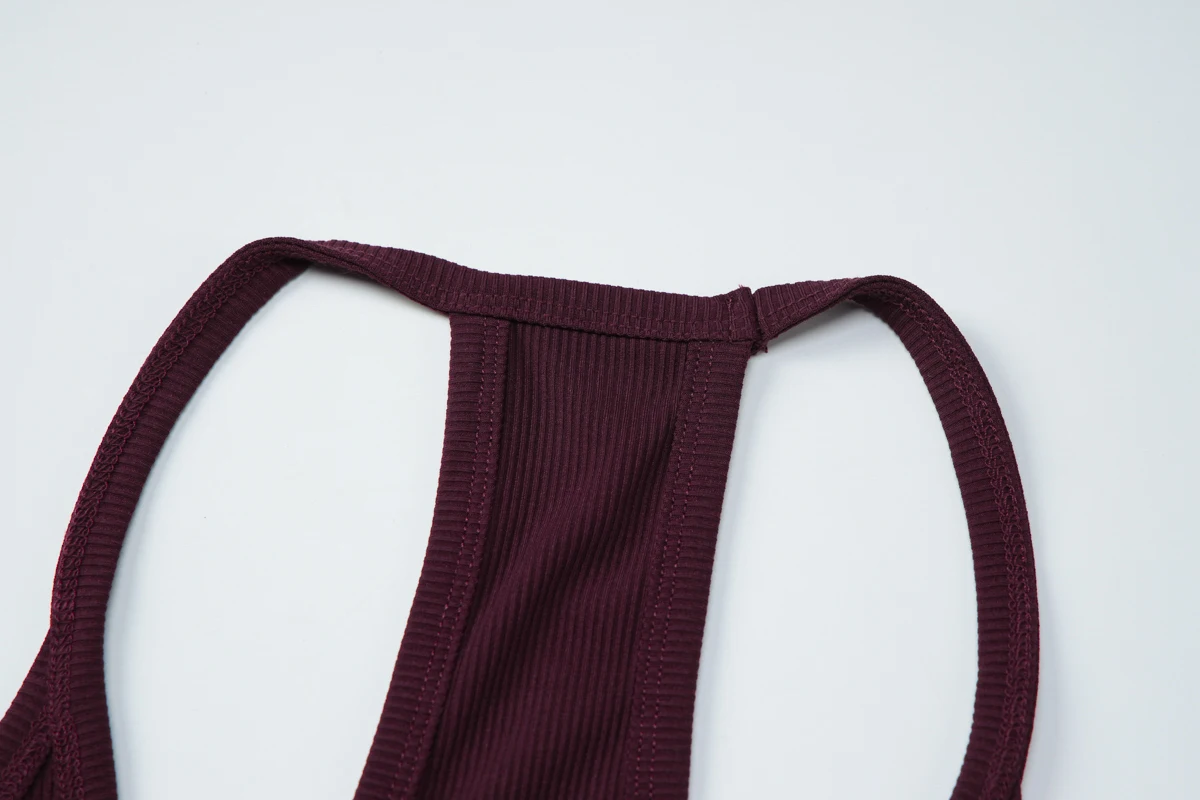 Hugcitar Geripptes Neckholder-Kleid Einfarbiges Rückenfreies Sexy Bodycon Minikleid Frühling Sommer Lässige Damenkleidung Streetwear Party Festival – Detail 5