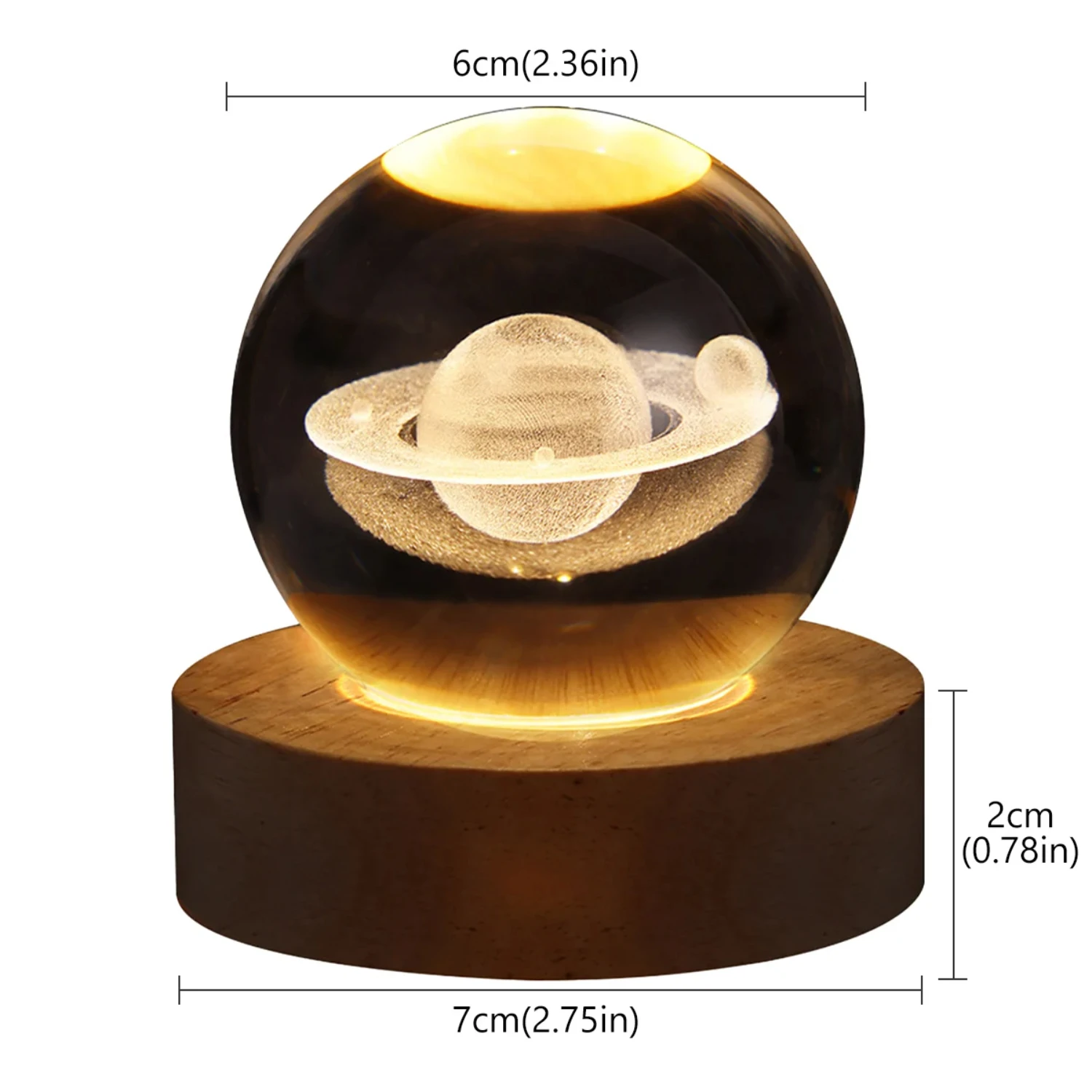 New Crystal Lamp Glowing Planetary  Night Light Crystal Ball Night Lights Bedside Light  Decor Christmas Gift Night Lamp