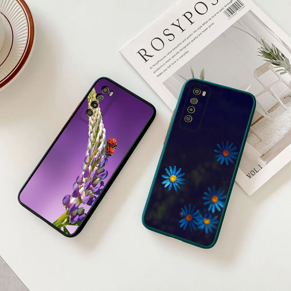 Cases For Redmi 9 9a 9c 10c 10a Note 7 8 10 9s 10s 8t Xiaomi 9T 10T Pro Daisy Lavender Rose Frosted Translucent Funda Phone Case