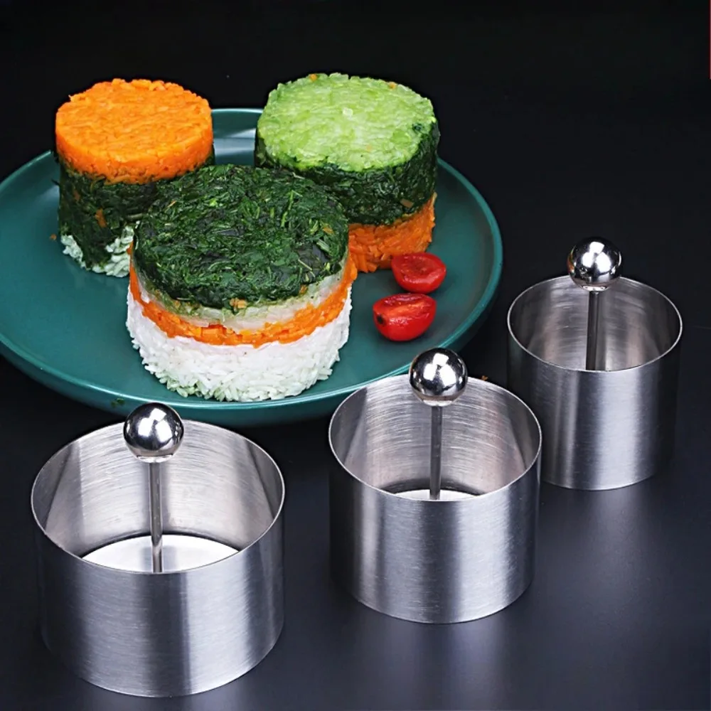 Herramienta redonda de anillo para Mousse y pastel de acero inoxidable, fácil de desmoldar, bola de arroz, molde para hacer Sushi, molde para alimentos, molde para hornear en la cocina