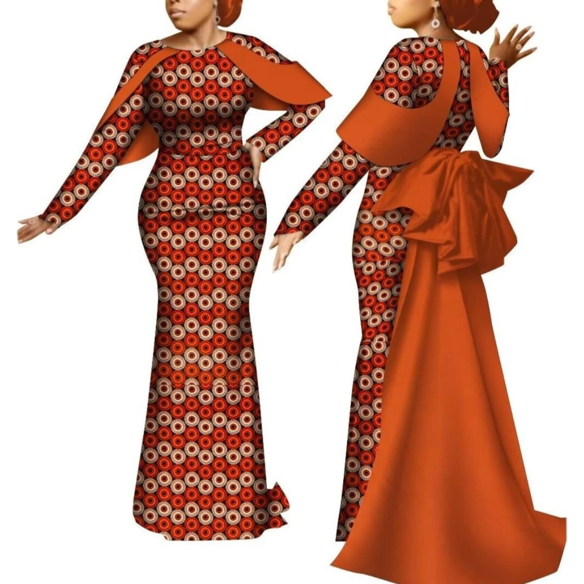 

Riche African Print Long Sleeve Evening Party Dresses Dashiki African Dresses for Women Bodycone African Women Dresses WY9108