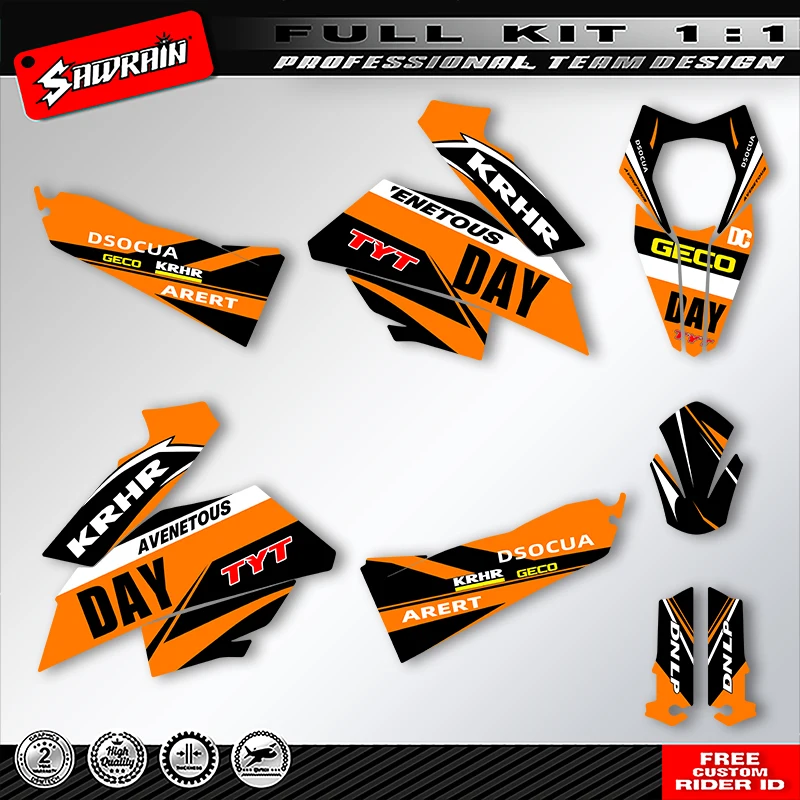 

Sawrain Motorcycle Graphics Backgrounds Decals Stickers Kit Number Name Custom For KTM SMR 690 R 2007 2008 2009 2010 2011 005