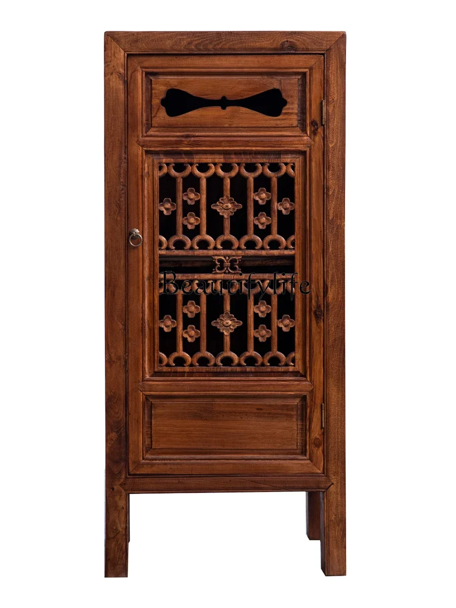 S Ruili Style Solid Wood Old Wood Storage Cabinet B & B Storage Cabinet Chinese Style Vintage Engraving Locker