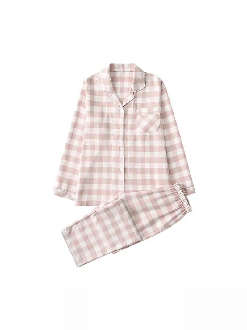 

Хлопковая фланелевая одежда Long Sve, домашняя одежда для отдыха, мужские и женские пижамы из чистого хлопка, осенне-зимний теплый удобный комплект