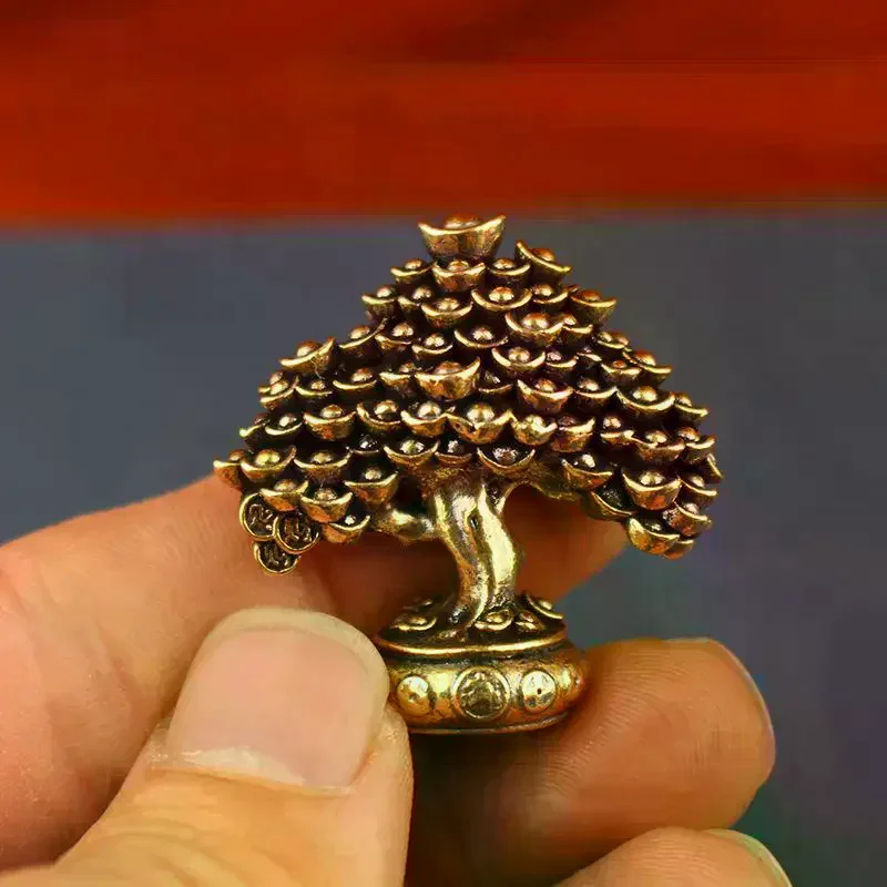 Brass Fortune Tree Ornaments Potted Tree Ingot Tree Retro Brass Ornaments Living Room Office Desktop Sculpture