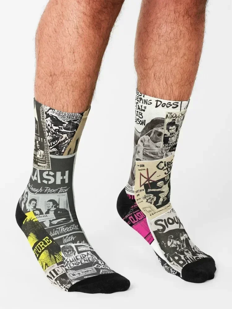 Punk Flyers Collage Socks winter gifts Non-slip New year's Heating sock Woman Socks Men's