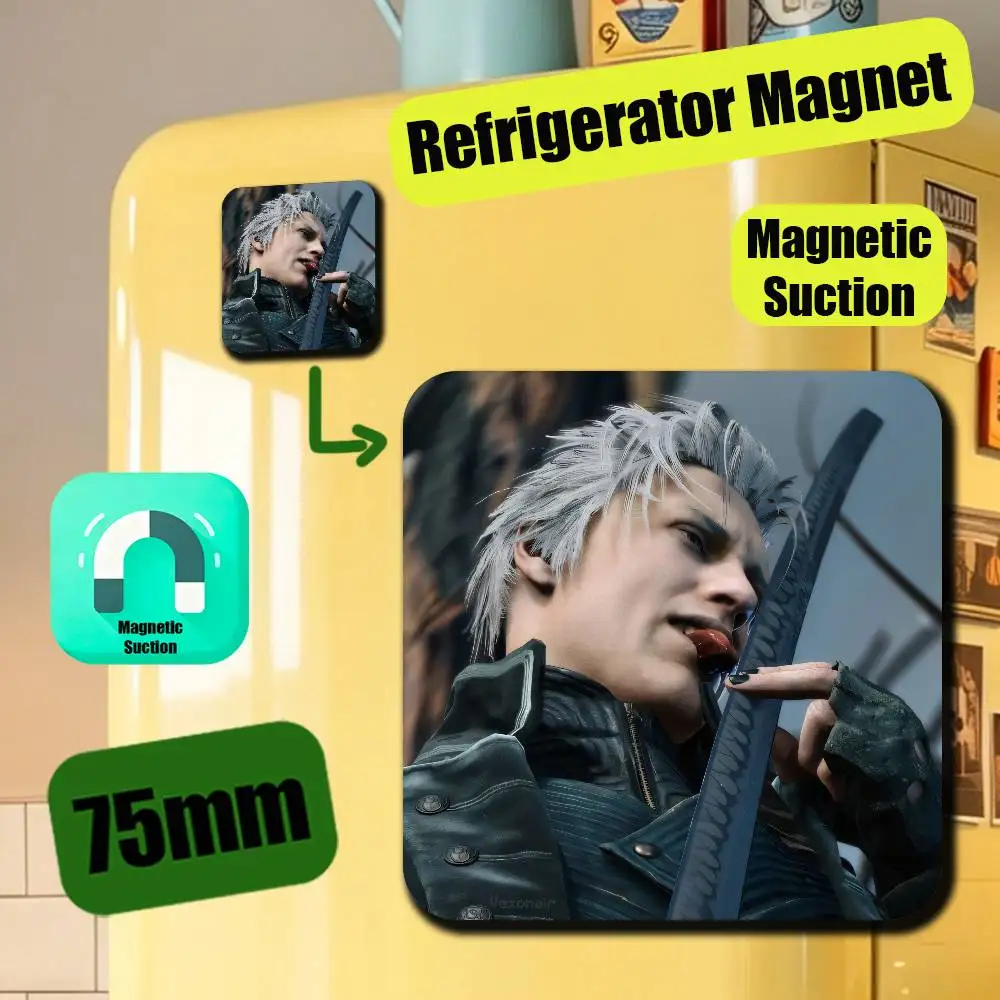 For Devil May Cry 3 5 Vergil Dante Refrigerator Magnets Metal Icebox Cabinet Custom Fridge Magnetic Card Cover