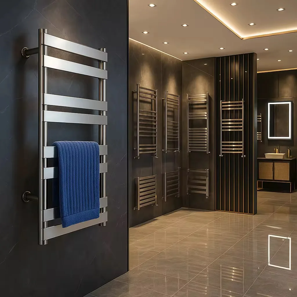 Modern Bathroom Electric Towel Rail Wall Mounted Dryer Anti Rust Stainless Steel Smart Heating Towel Warmer