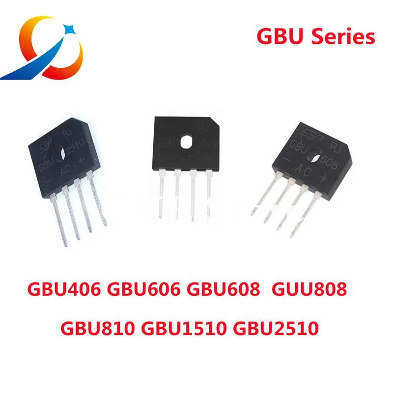 5pcs Bridge Rectifiers GBU408 GBU610 GBU805 GBU806 GBU808 GBU1006 GBU1010 GBU1510 GBU2506 GBU2510 GBU3510 10A 25A 35A 50A NEW