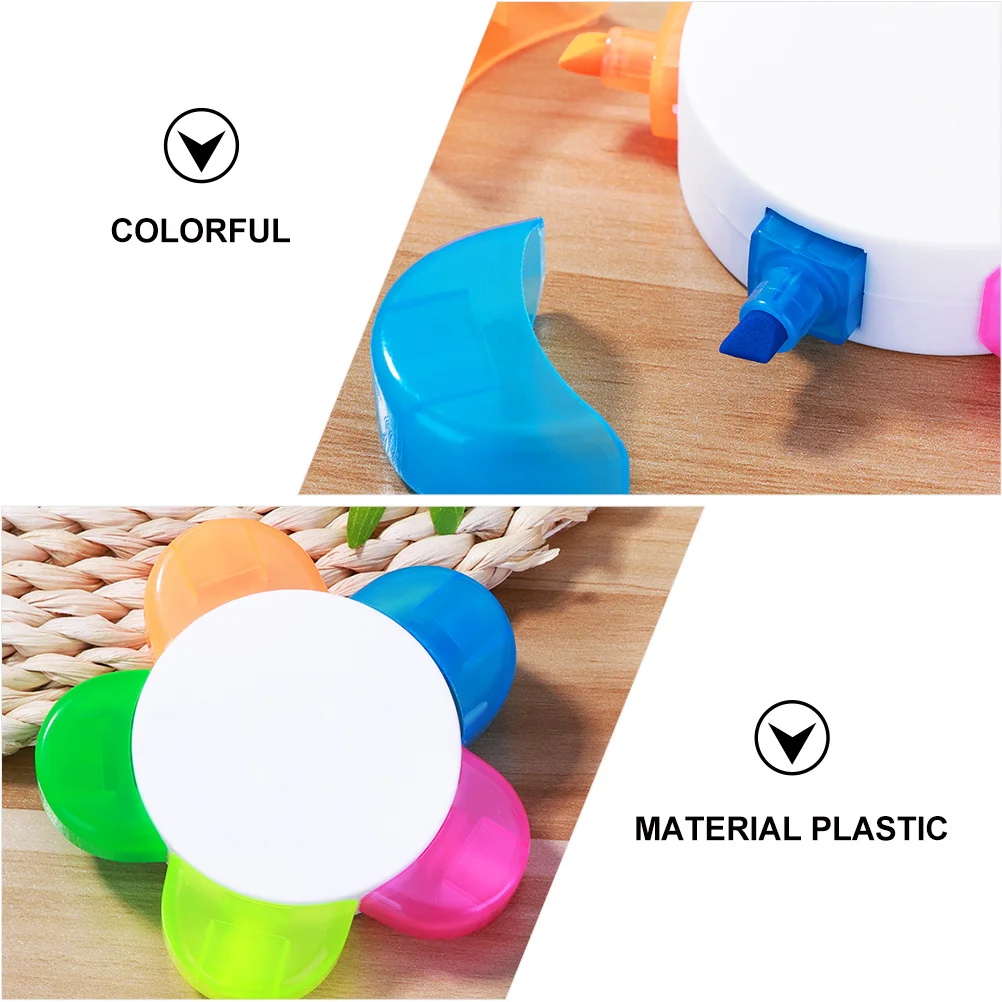 

6Pcs Petal Shape Fluorescent Highlighter Pens Colorful Smooth Writing Marker Pens for Study Office Drawing Student Supplies
