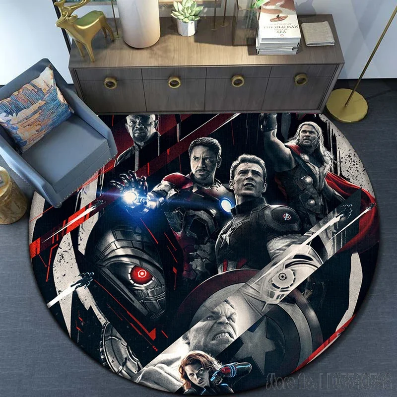 The Avengers HD-gedruckter runder Teppich, 120 cm, Krabbelspiel, rutschfeste Bodenmatte für Kinderteppich, Wohnzimmerdekoration