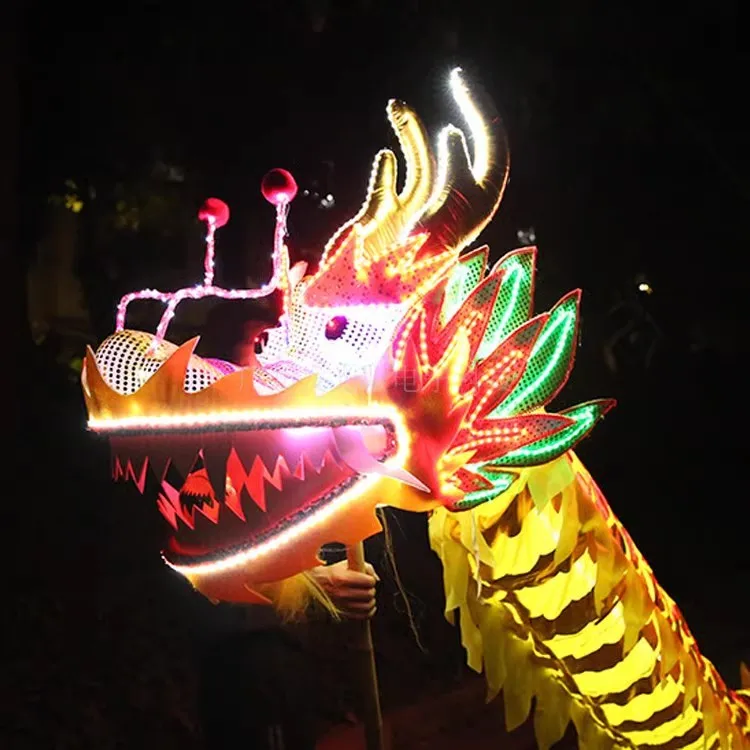 Nightclub LED Chinese Traditional Dragon Dance Costume Arts Kung Fu Luminous 2M Dance Dragon Lantern Suit Cosplay Performance