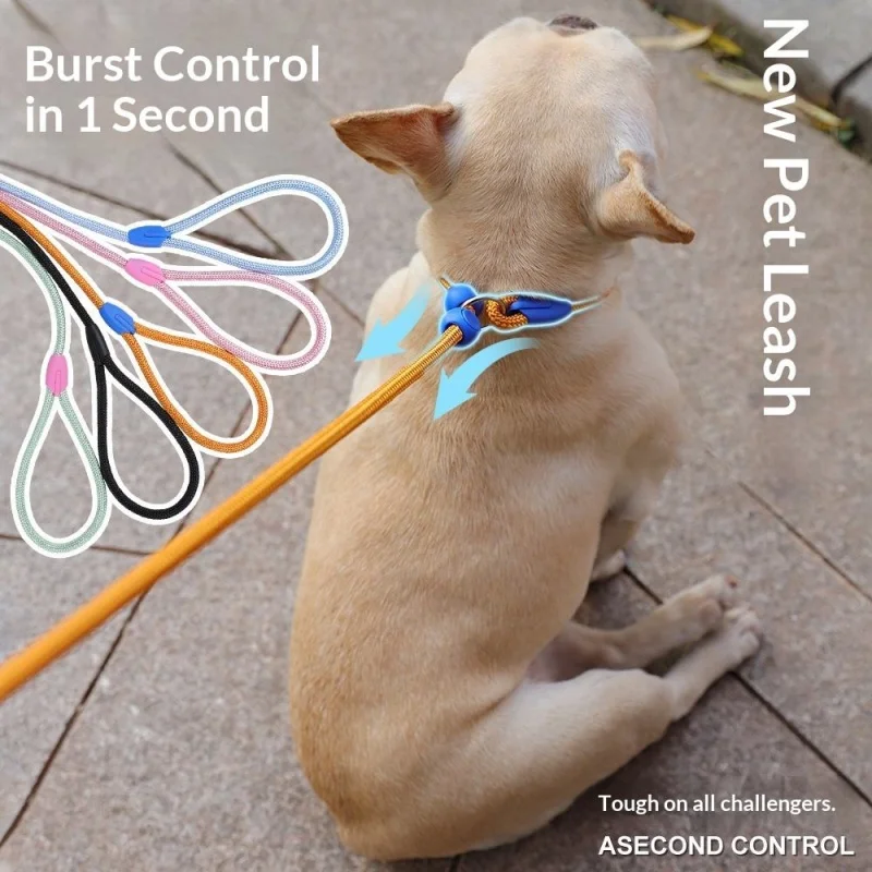Macaron Color Adjustable Dog Training Leash 160cm Nylon Slip P-Chain Lead for Small to Medium Dogs Puppy Walking Pet Supplies