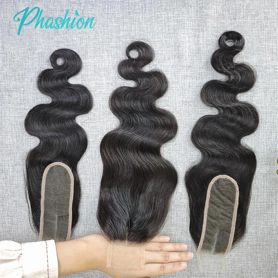 Phashion Kim K 2x6 Swiss Real Hd renda penutup tubuh lurus gelombang bagian tengah dalam rambut manusia 100% Remy Brasil untuk WANITA HITAM