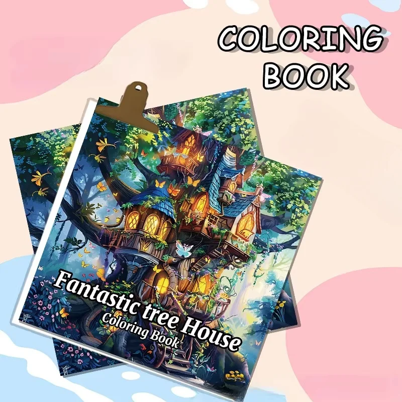 

Picture Books for Adults: Coloring Books Fantastic Tree House Thick Paper The Perfect Gift for A Multi-colored Pencil Art Party