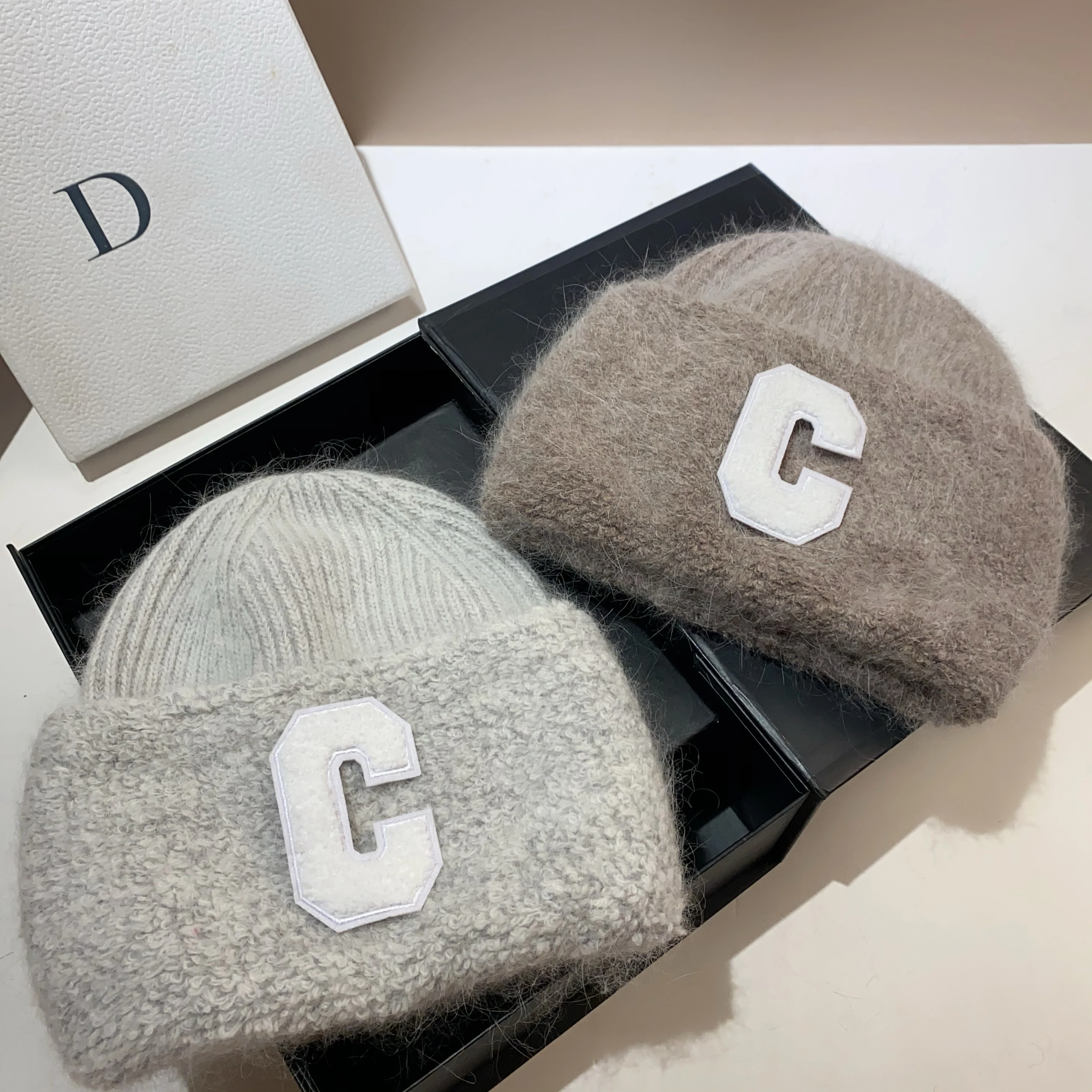 Angora long rabbit fur knitted hat Korean style sweet age-reducing wool hat autumn and winter outdoor warm ear protection hat