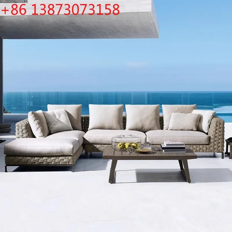Outdoor sofa rattan leisure villa courtyard terrace garden bed and breakfast outdoor rattan sofa booth