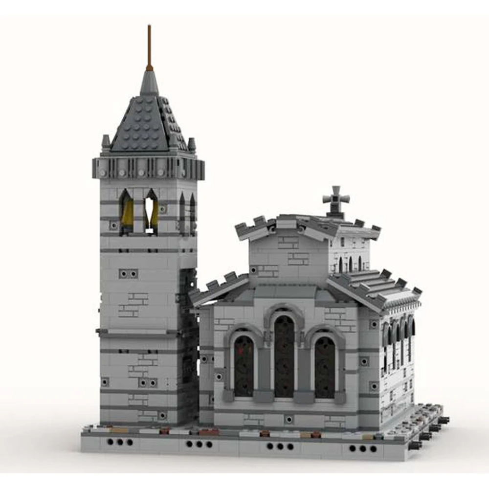 MOC-décennie s de construction d'église médiévale, série StreetDeleArchitecture, modèle d'ornement, briques de robot, jouets cadeaux, cadeau de Noël