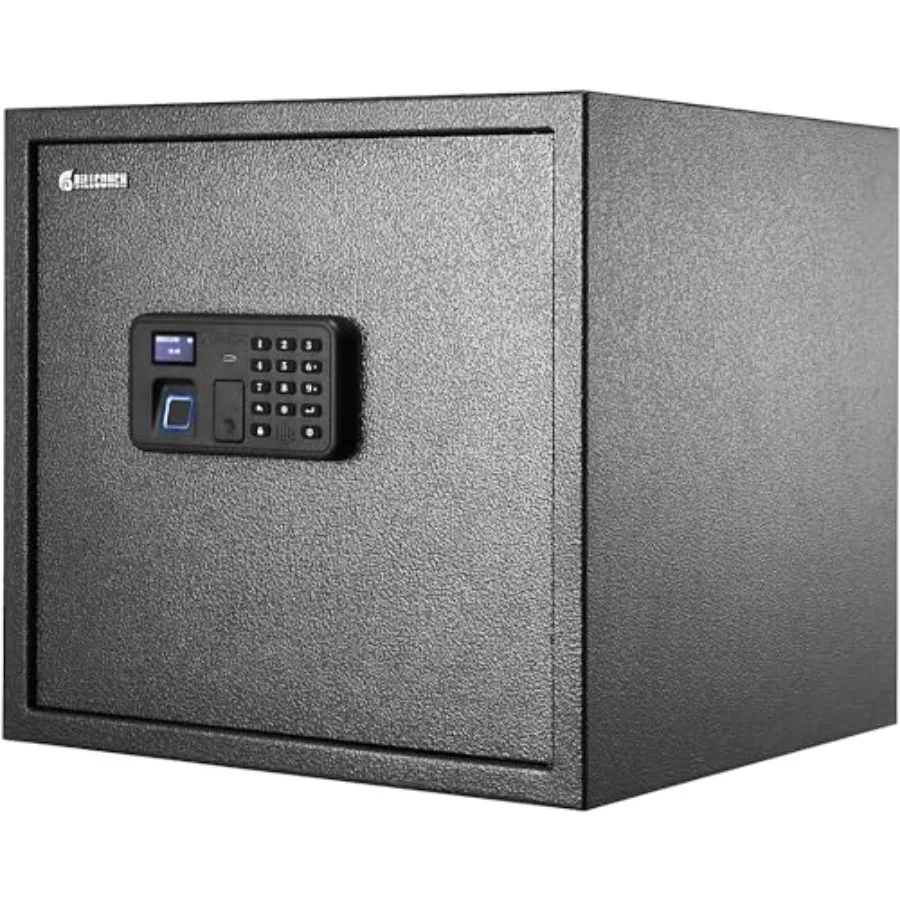 

Сейф для оружия на 6 пистолетов - биометрический, с разблокировкой по ключу и приложению, черный железный сейф с ЖК-дисплеем, голосовыми подсказками и съемной полкой