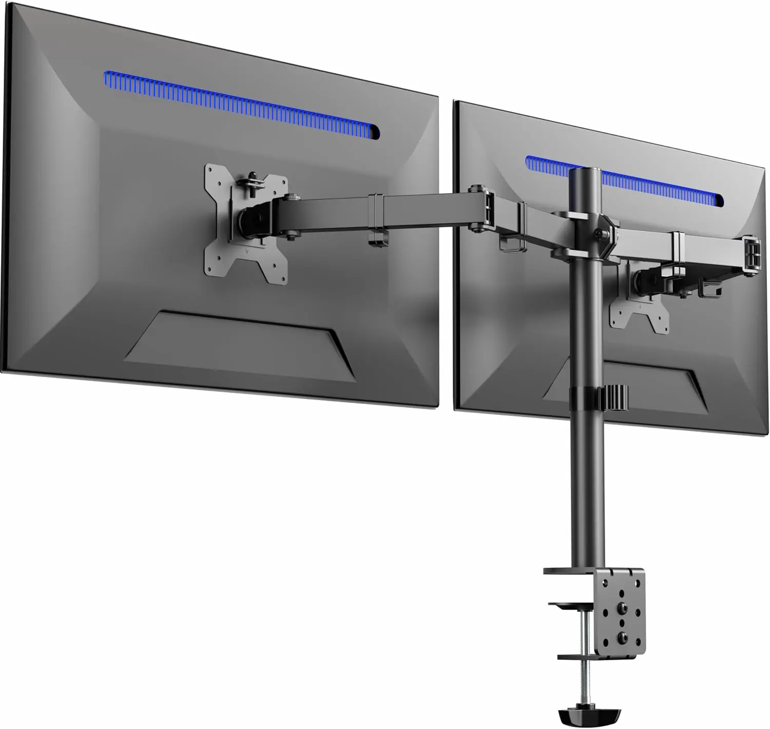 Dual Monitor Desk Mount, Heavy Duty Fully Adjustable Stand for 2 LCD LED Screens up to 32 Inches, 22 lbs Each, Black