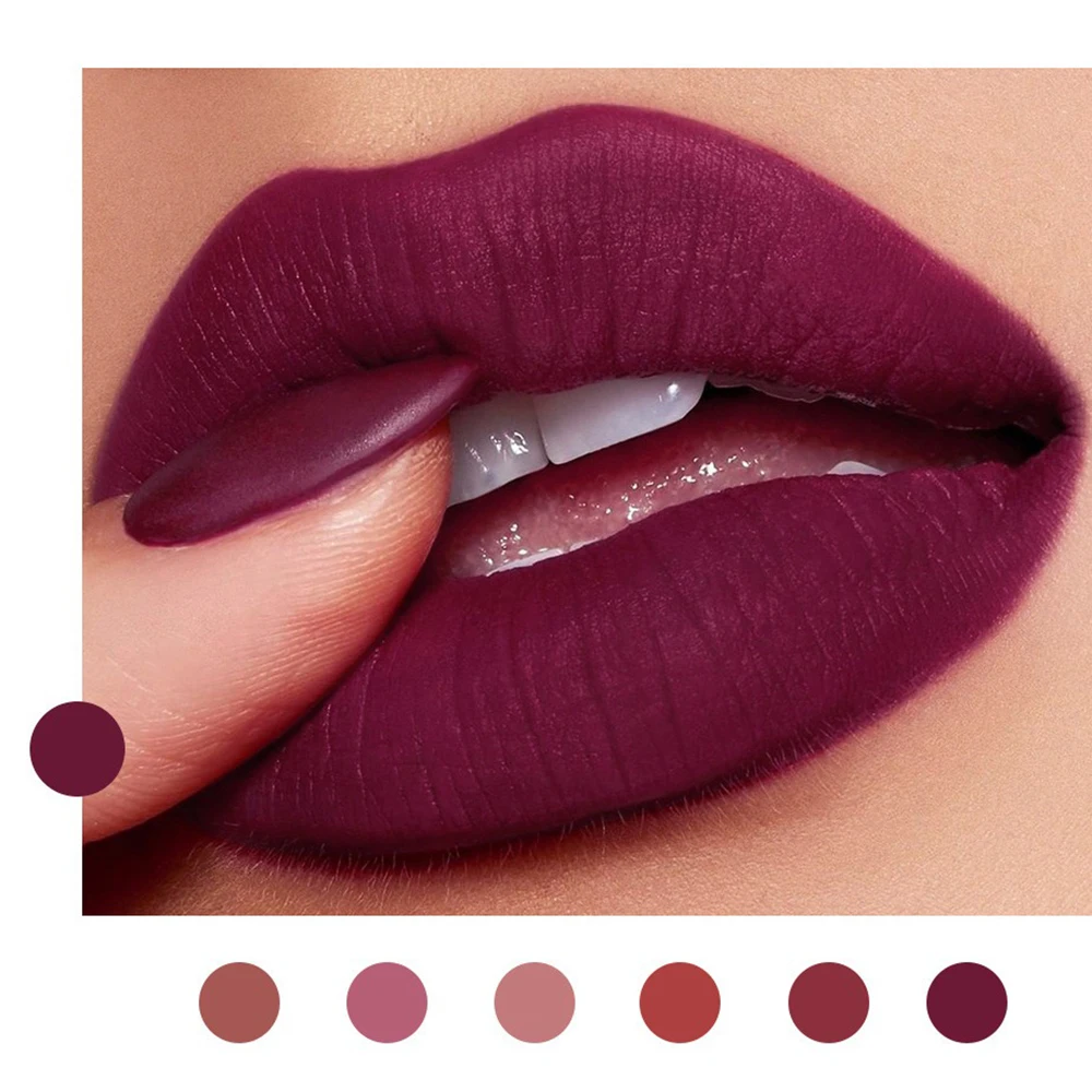 1 st 6 Kleuren Sexy Matte Lippenstift Waterdicht Langdurige non-stick Cup Lip Stick Liner Potlood Vrouw Make-Up lippen Cosmetica