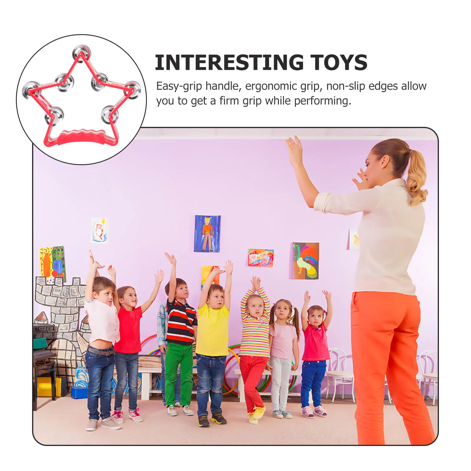 

Plastic Handbell Five-pointed Star Shaped Kids Playing Auditory Development Baby Shaker Bells Infant Toys Musical