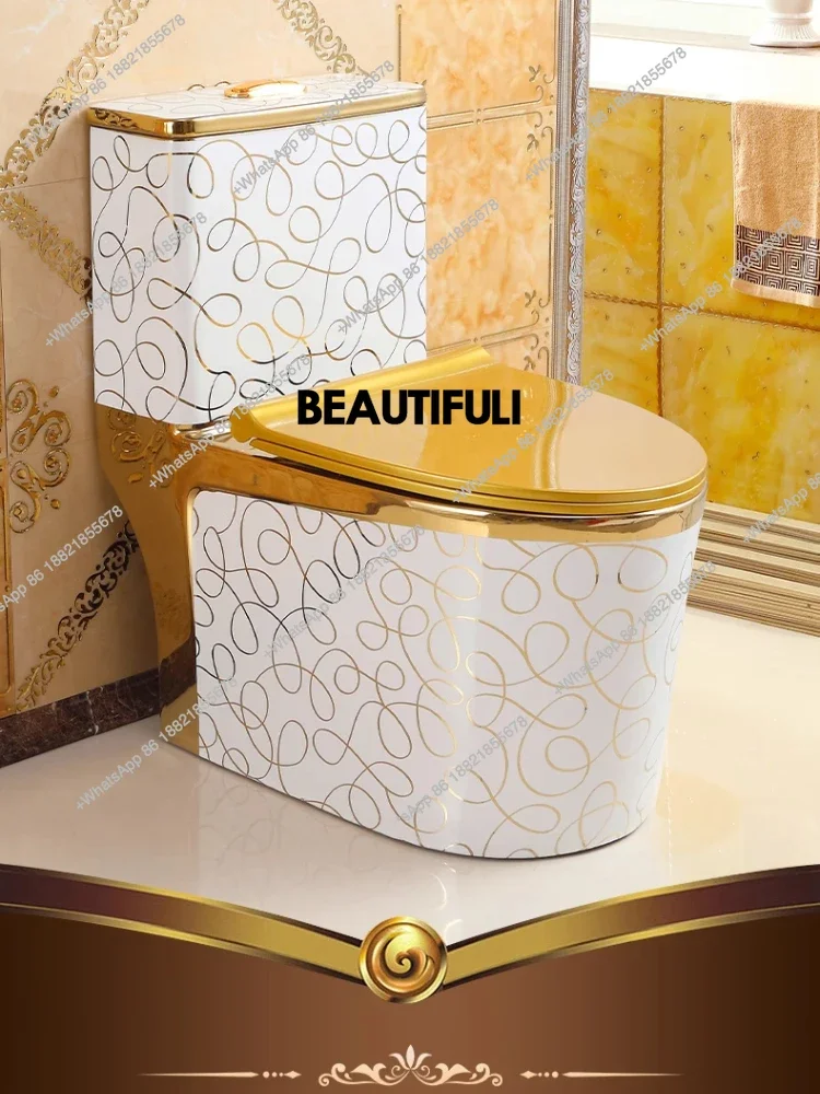 

E182 European-style golden toilet siphon silent flush toilet, deodorant household bathroom creative toilet