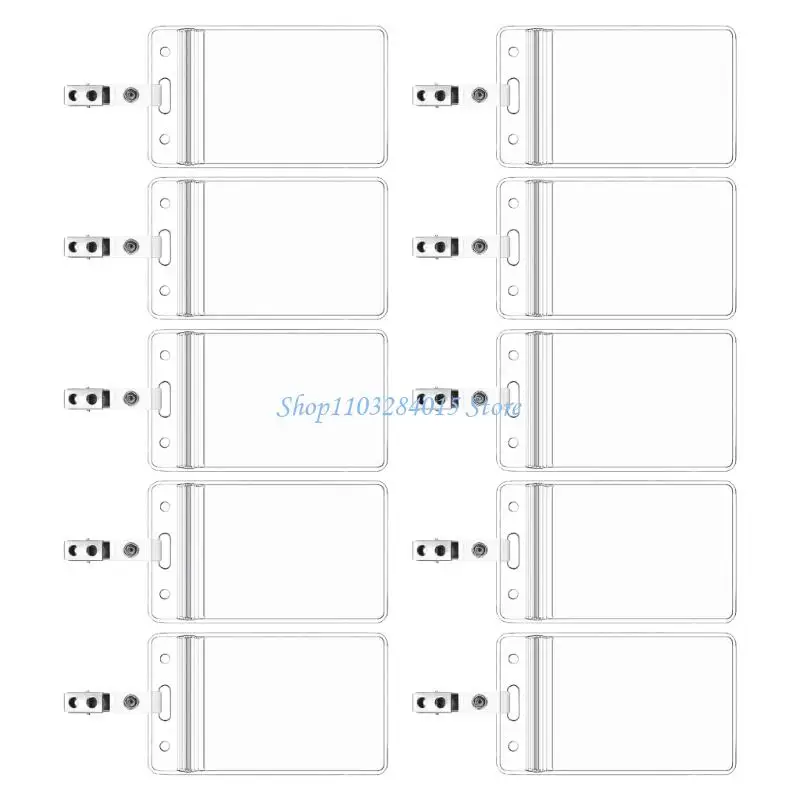 R6FF Clear Card Badge Holders Waterproof Card Holder Vertical Name Badge Holders Card Protector Case School Office Supplies
