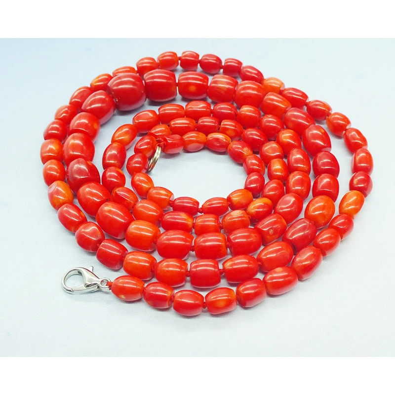 6-10MM  new   long, classic red coral sweater necklace 35