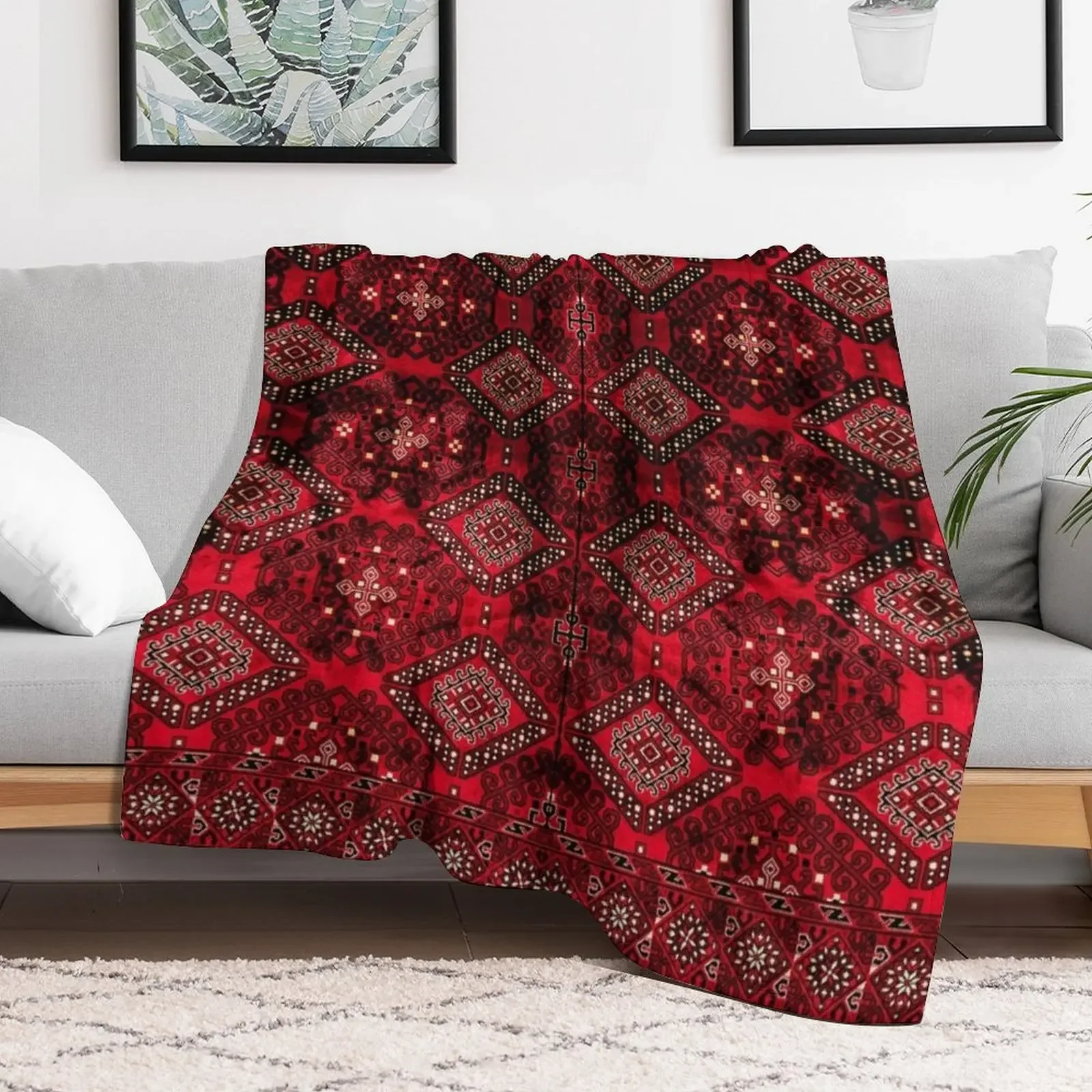 Oriental Traditional Vintage Royal Red Moroccan Style Design Throw Blanket for babies Cute Plaid decorative Nap Blankets