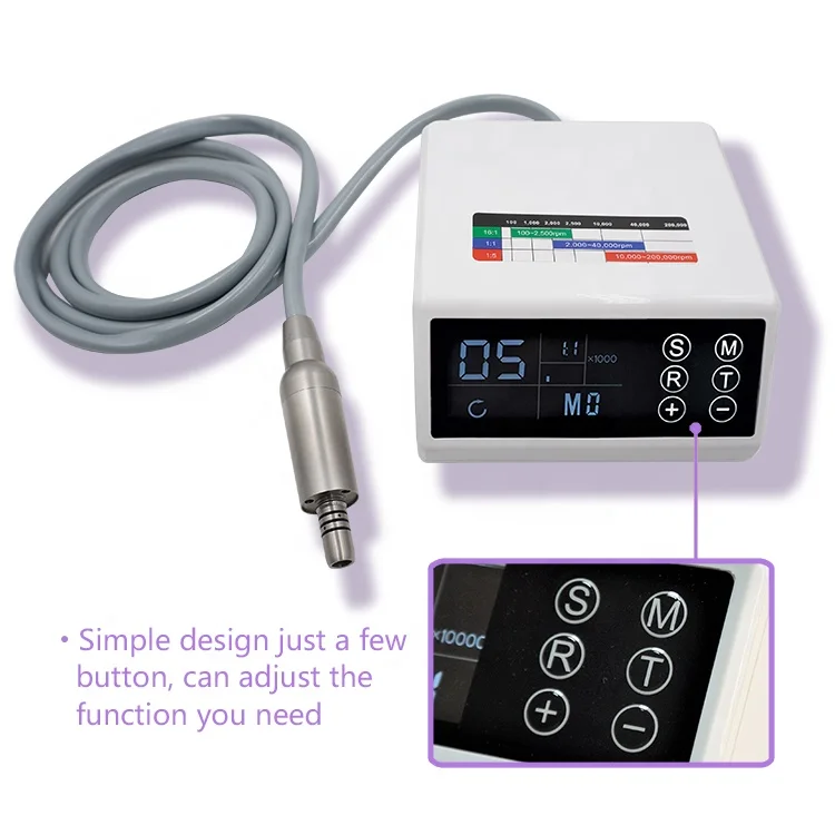Dental Brushless Electric Micro Motor 4 Holes With LED E-type Connector Micromotor Built-in Electrical Motor