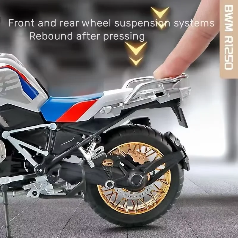 1:9 BMW R1250 GS Water Bird Motorcycle Simulation Alloy Model with Light Collection Model Toy Car