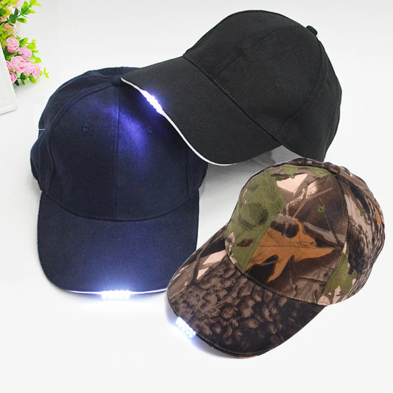 Hot Selling Bright Glow in Dark Reading Fishing Jogging Light Up LED Sport Hat Baseball Caps Luminous Holiday Hat for Unisex