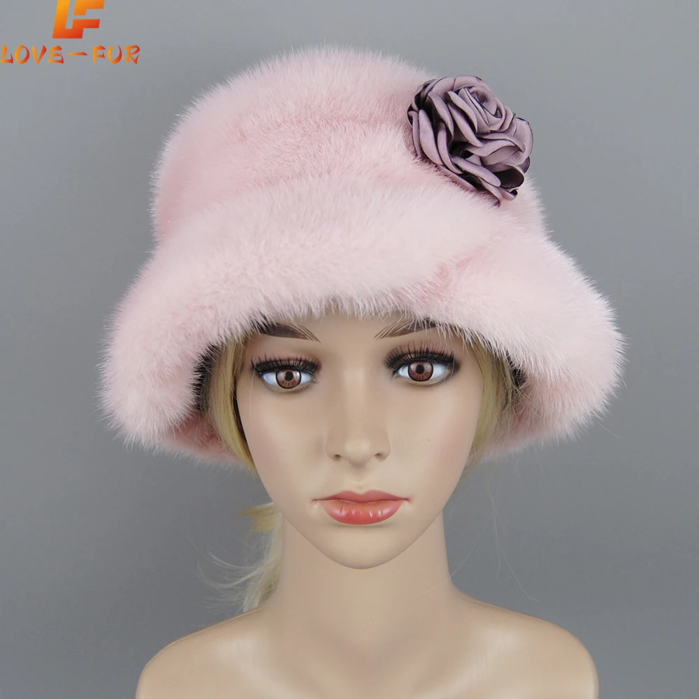 

2024 New Style Women Solid Color Winter Warm Hat Women Real Fur Beanie Hat Wholesale Bonnets Fashion For Female Fur Mink Fur Hat